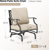 Metal Outdoor Patio Rocker Chairs Set of 2 with 5.75" Extra Thick Cushion - Photo 2