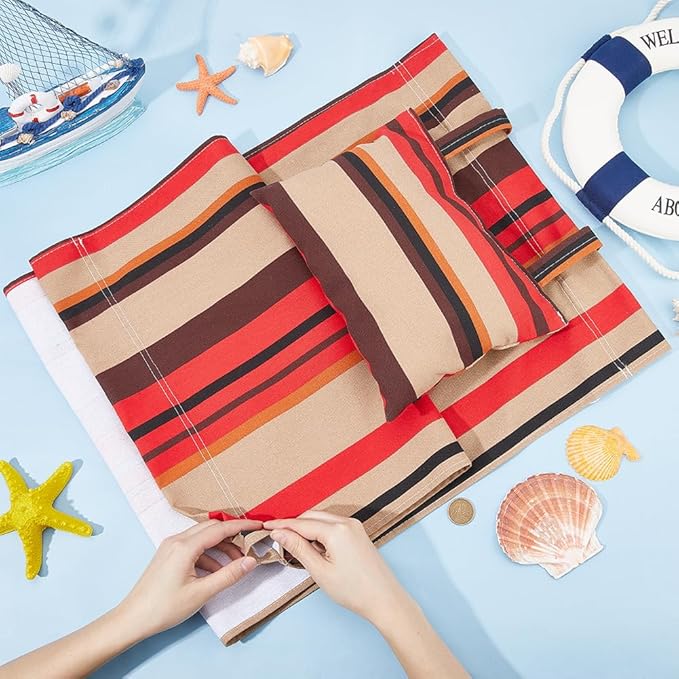 GORGECRAFT Beach Sling Chair Canvas Cloth with Pillow 44x17 Red and Yellow Striped Casual Lounge Chair Replacement - Photo 2