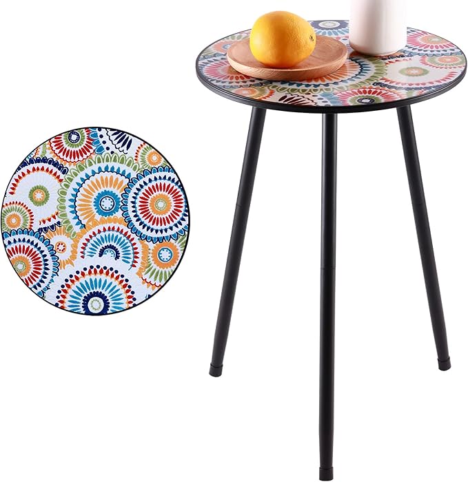 1 Pack Metal Outdoor Side Table Small Outside Round End Table for Patio Modern Accent Garden Corner Table for Small - Photo 1