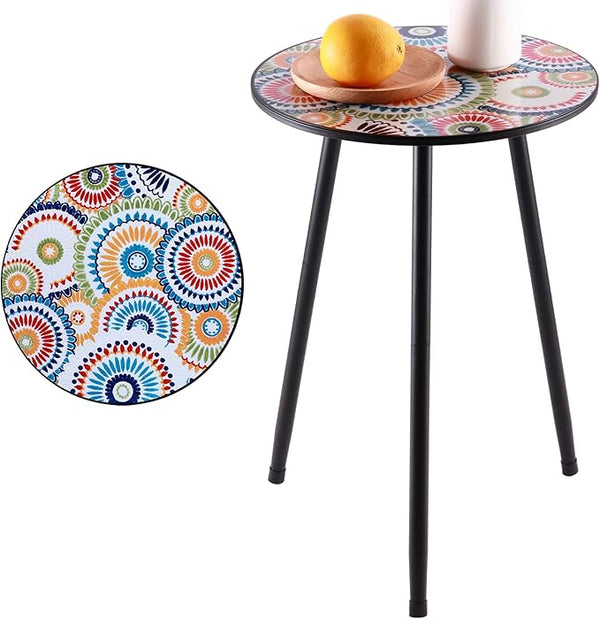 1 Pack Metal Outdoor Side Table Small Outside Round End Table for Patio Modern Accent Garden Corner Table for Small - Photo 1