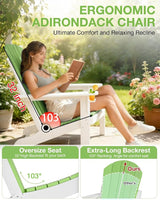 Folding Adirondack Chair –Recyclable HDPE Outdoor Adirondack Patio Chair with Cup Holder, Wood Texture & Umbrella Hole - Photo 5