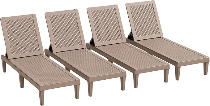 Greesum Outdoor Chaise Lounge Chairs Set of 4 with 5-Position Adjustable Backrest - Photo 1