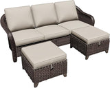 3 Pieces Patio sectional Sofa Set, Outdoor Conversation Furniture Set, 78" 3-Seat Couch with 2 Ottomans - Photo 9