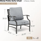 Metal Patio Chairs Set of 2 with 5.75" Extra Thick Cushion - Photo 2