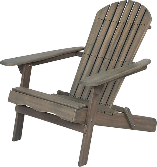 Christopher Knight Home Great Deal Furniture Milan Outdoor Rustic Acacia Wood Folding Adirondack Chair, Gray