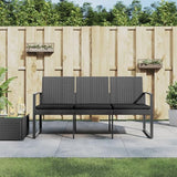 3-Seater Patio Bench with Cushions Dark Gray PP Rattan Outdoor Bench Porch Bench Garden Bench Deck Bench for patios - Photo 1