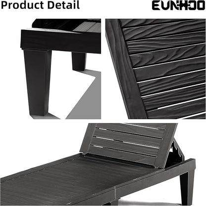 Chaise Lounge Outdoor,Adjustable Pool Lounge Chair with 5 Positions Backrest, Waterproof Sun Loungers for Garden Pool Beach Patio Deck Sunbathing.Black
