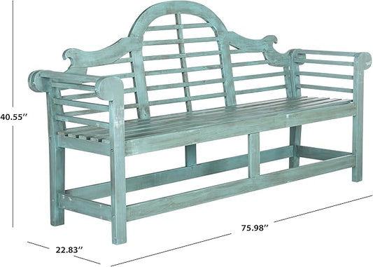 Safavieh Outdoor Collection Khara Bench, Beach House Blue