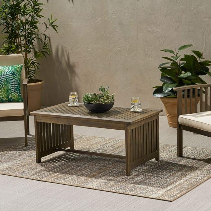 Christopher Knight Home Grace Outdoor Acacia Wood Coffee Table, Gray Finish