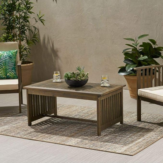 Christopher Knight Home Grace Outdoor Acacia Wood Coffee Table, Gray Finish