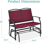 Best Choice Products 2-Person Outdoor Patio Swing Glider Steel Bench Loveseat Rocker for Deck, Porch w/Textilene Fabric - Photo 3