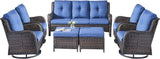 Rilyson Wicker Patio Furniture Set - 7 Piece Rattan Outdoor Sectional Conversation Sets with 4 Swivel Rocking Chairs - Photo 2