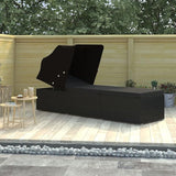 (Fast Shipments) Outdoor Rattan Chaise Lounge Chair Set with Retractable Canopy, All Weather Furniture for Outside, Pool - Photo 1