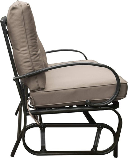 Kozyard Cozy Patio Glider Bench - Outdoor Rocking Loveseat with Sturdy Frame and Cushioned Seats for Patio, Yard - Rocker Swing with Outdoor Seating, Perfect for Porch Outdoo (Beige)