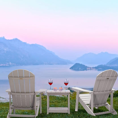 Adirondack Chairs Set of 4, All Weather Resistant Plastic Chairs with Cup Holder, 5 Easy Steps to Install, Outdoor Chairs for Patio, Garden, Backyard Deck, Lawn, Fire Pit - Grey