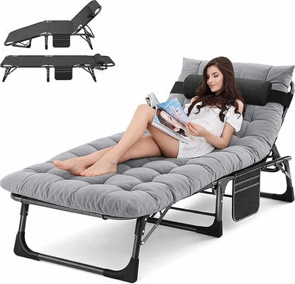 ABORON Chaise Lounge Chair,5 Positions Padded Outdoor Tanning Chair,Heavy Duty Portable Lounge Chair for Outdoor Sunbathing Patio Pool Lawn Deck Poolside,Support up to 440 Lbs