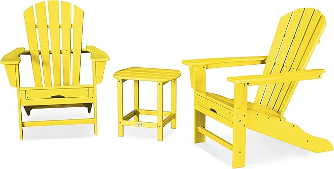 POLYWOOD Palm Coast Ultimate Adirondack Chair 3-Piece Set with Hideaway Ottoman