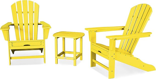 POLYWOOD Palm Coast Ultimate Adirondack Chair 3-Piece Set with Hideaway Ottoman