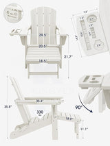 KINGYES Adjustable Folding Adirondack Chair with Footrest & 4-in-1 Multi-Functional Armrest Organizer Set of 2 - Photo 2