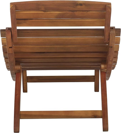 SAFAVIEH Outdoor Patio Furniture Collection - Fanty Brown Solid Wood Folding Chaise Lounge Chair, Slatted Teak-Style Design, Portable Sun Lounger with No Cushion (PAT6803A)