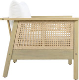 Merax Outdoor Acacia Wood Single Chair PE Wicker Club Chair Dining Chair with Waterproof Detachable Cushion - Photo 3