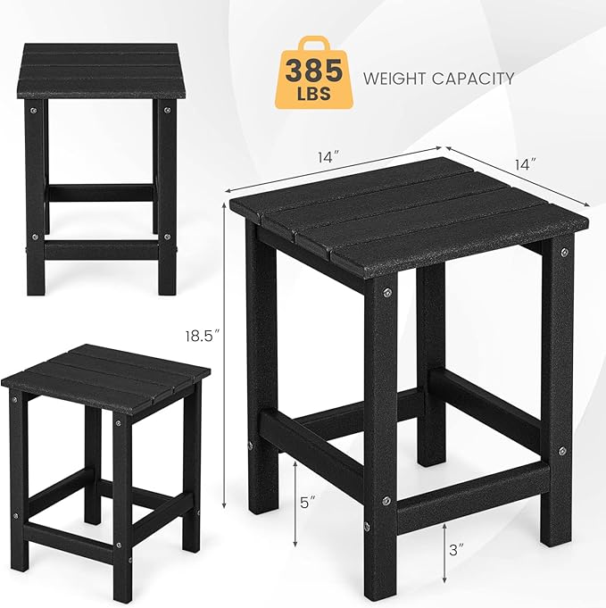 Tangkula Square Outdoor Side Table, Weather Resistant HDPE Adirondack Table - Photo 3