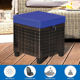 Tangkula 2 Pieces Outdoor Patio Ottoman, All Weather Rattan Wicker Ottoman Seat, Patio Rattan Furniture - Photo 9