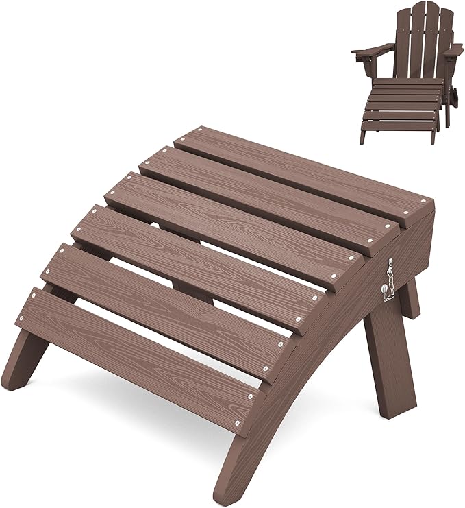 KINGYES Folding HDPE Adirondack Chairs Ottoman