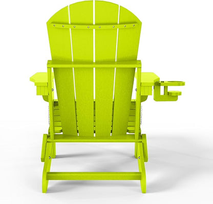 WestinTrends Malibu Folding Adjustable Adirondack Chair with Retractable Ottoman and Cup Holder, Lime