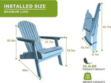 Adirondack Chairs, All-Weather Outdoor Patio Chairs with Wide Armrest, Solid Wood, 350 Lbs, Turquoise Grey - Photo 2