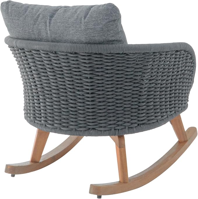 Outdoor Wooden Rocking Chair, Patio Rocking Chair with Soft Cushions & Wood Leg - Photo 7