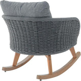 Outdoor Wooden Rocking Chair, Patio Rocking Chair with Soft Cushions & Wood Leg - Photo 7