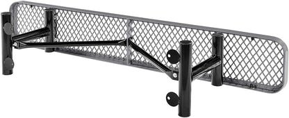Global Industrial 6'L Heavy Duty Expanded Metal Mesh Flat Bench with Steel Frame, Portable Outdoor Bench, 1000 lbs Capacity, Gray, 72" L x 14-1/2"W x 18" H