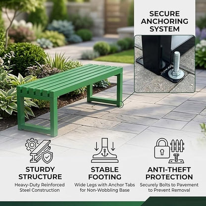 Outdoor Metal Backless Bench, Garden Bench 880lbs Capacity, 3.3ft 3.9ft 4.9ft 5.9ft All-Weather Steel Patio Benches for Outside Front Porch Yard Deck Pathway Seating(Coffee,4.9ft)