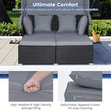 RELAX4LIFE Patio Outdoor Daybed with Canopy, Wicker Sunbed w/Cushions, 4 Pillows & 2 Retractable Side Trays - Photo 6