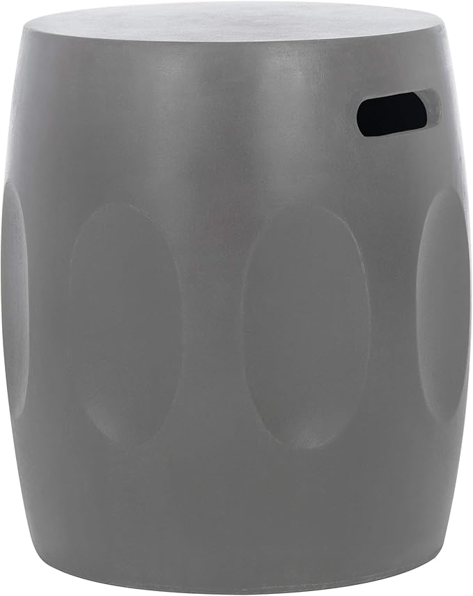 SAFAVIEH Outdoor Collection Zuri Modern Dark Grey Concrete Round Accent Table (Fully Assembled)