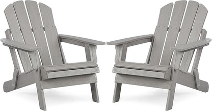 Oversize Wooden Outdoor Folding Adirondack Chair with Pre-Assembled BackRest & SeatBoard, Wood Patio Chair for Garden Backyard Porch Pool Deck Firepit