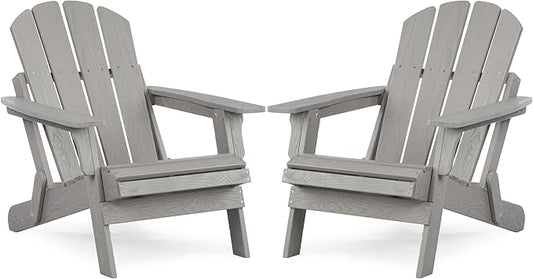 Oversize Wooden Outdoor Folding Adirondack Chair with Pre-Assembled BackRest & SeatBoard, Wood Patio Chair for Garden Backyard Porch Pool Deck Firepit