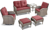 6 Pieces Patio Wicker Furniture Set-Outdoor Swivel Chairs Set of 2 Outdoor Glider Love seat with Outdoor Footstool - Photo 2