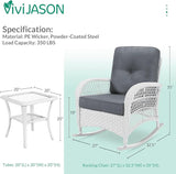 VIVIJASON 3-Piece Outdoor Conversation Bistro Set, Patio Wicker Rocking Chairs Rattan Furniture Sets w/ 2 Rattan Chairs - Photo 2