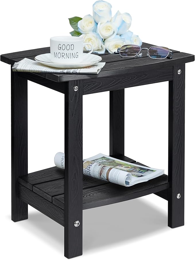 Y&M Outdoor Side Table, HIPS Adirondack Small Double Layer Table, Waterproof Square Outside Table - Photo 1