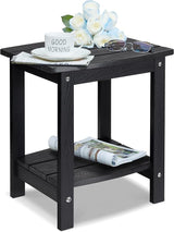 Y&M Outdoor Side Table, HIPS Adirondack Small Double Layer Table, Waterproof Square Outside Table - Photo 1