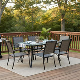 Tangkula 55" Patio Dining Table for 6, Rectangle Outdoor Dining Table with Tempered Glass Tabletop - Photo 4