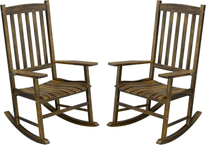 SUPER DEAL Outdoor Rocking Chair Set of 2, All Weather Resistant Wood Outdoor Indoor Patio Porch Rocker Chair,Natural