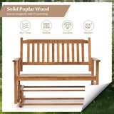 Tangkula 2 Person Outdoor Glider Bench, Poplar Wood Patio Swing Glider Loveseat with Armrests, Slatted Seat & Backrest - Photo 9