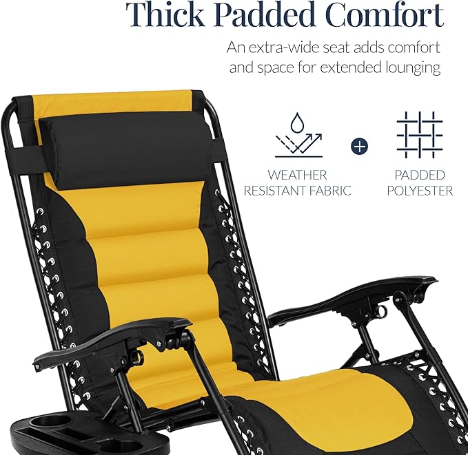 Best Choice Products Oversized Padded Zero Gravity Chair, Folding Outdoor Patio Recliner - Photo 5