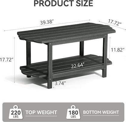 Adirondack Outdoor Patio Table-2 Tier Outside Table Irregular Grey Coffee Table for Garden Indoor Sun Room