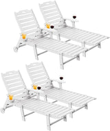 Carauci Lounge Chair Outdoor Set of 4, HDPE Chaise Lounge with Wheels - Photo 1