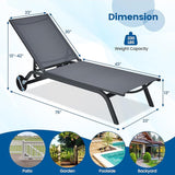 COSTWAY 2 PCS Outdoor Patio Chaise Lounge, 6-Position Adjustable Pool Lounger with Stable Aluminum Frame - Photo 3