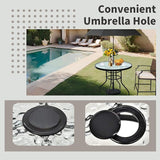 32 Inch Round Outdoor Coffee Table, All-Weather Bistro Table with Steel Frame & Tempered Glass - Photo 5